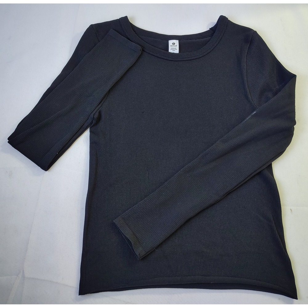 90 Degree by Reflex Leighton Seamless Long Sleeve Ribbed Shirt Black Womens Sz S